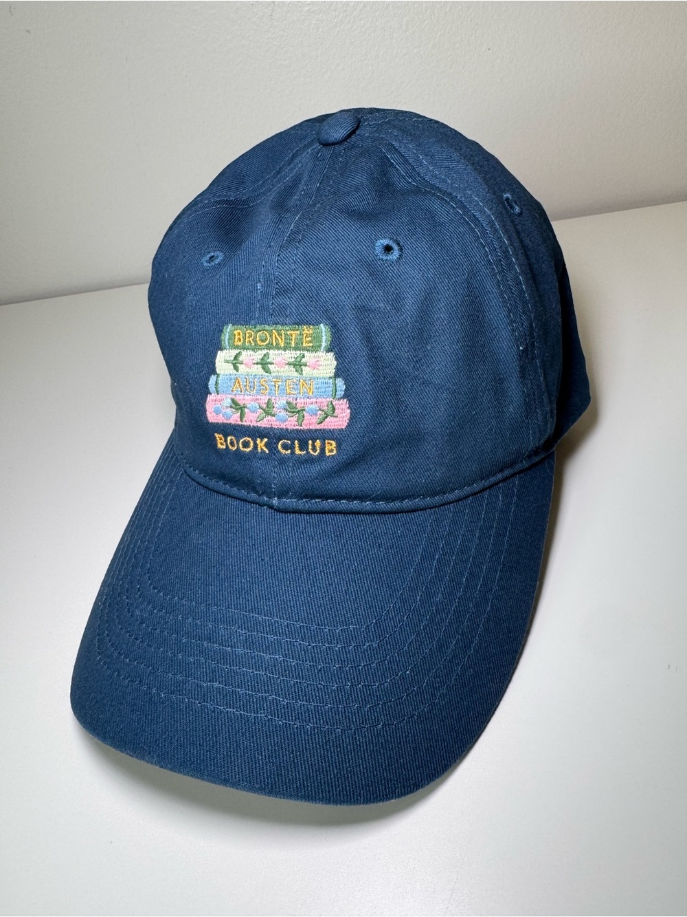 Rifle Paper Co Book Club Navy Blue Embroidered Baseball Cap Bronte Austen NWT